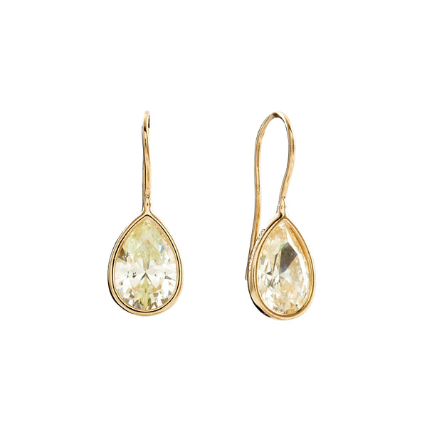 SYBELLA JEWELLERY - LULU TEAR DROP CHAMPAGNE YELLOW & GOLD HOOK EARRINGS