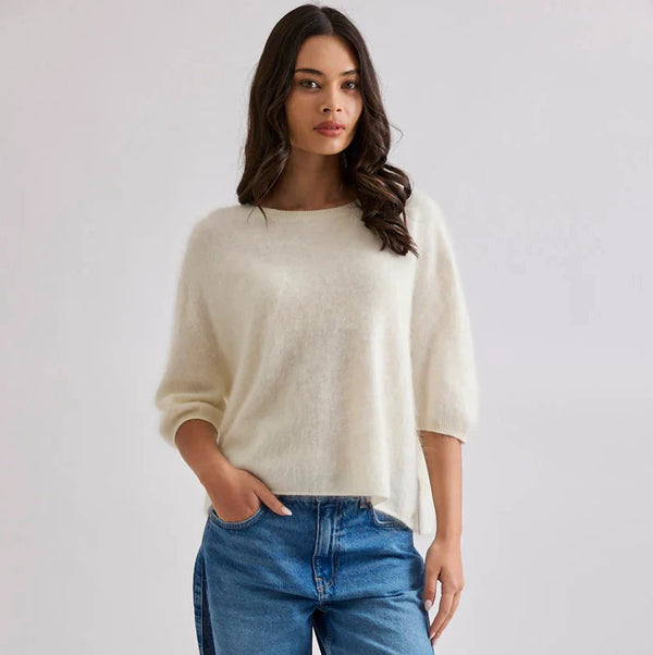 MIA FRATINO - ERKIA TEE - Cashmere/Wool  - Polar White