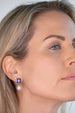 SYBELLA JEWELLERY - MISTY DARK BLUE BAGUETTE & PEARL DROP EARRINGS