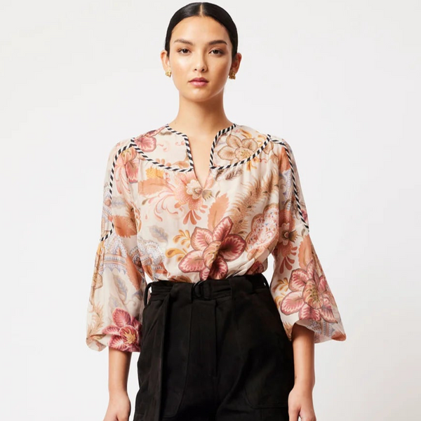 ONCE WAS - ALTAIR COTTON SILK TOP IN ARIES FLORAL