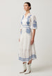 ONCE WAS - GABRIETTE EMBROIDERED COTTON SLUB DRESS IN MILK