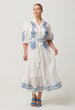 ONCE WAS - GABRIETTE EMBROIDERED COTTON SLUB DRESS IN MILK