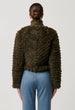 ONCE WAS - SYBIL CHEVRON FAUX FUR BOMBER IN MOSS