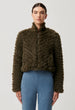 ONCE WAS - SYBIL CHEVRON FAUX FUR BOMBER IN MOSS