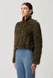 ONCE WAS - SYBIL CHEVRON FAUX FUR BOMBER IN MOSS