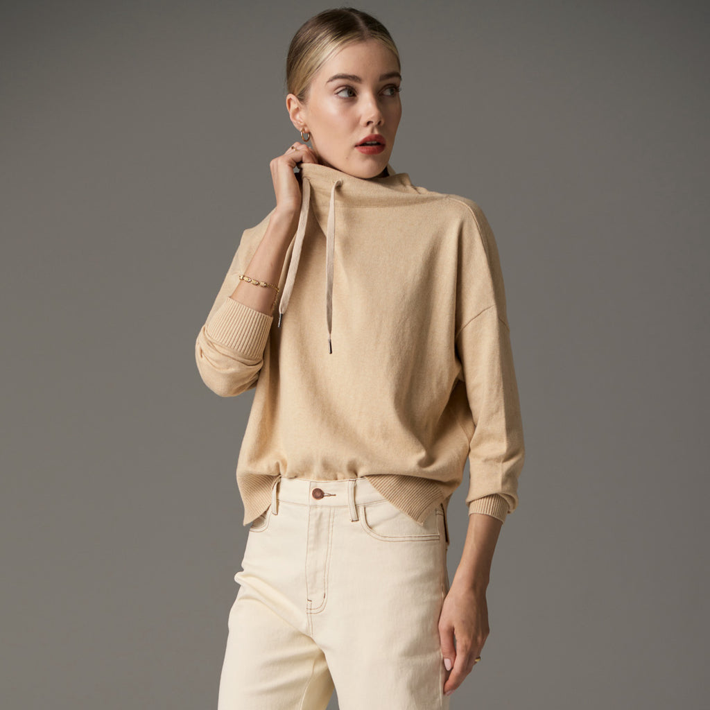 POL CLOTHING - Beech Drawcord Knit - PEBBLE