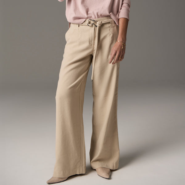 POL CLOTHING - Lou Belted Pant - PEBBLE