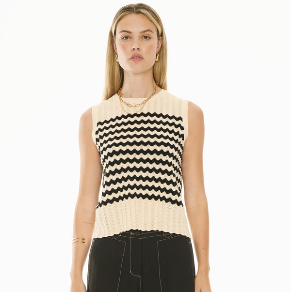 POL CLOTHING - Bonde Tank Knit - Ivory/Black