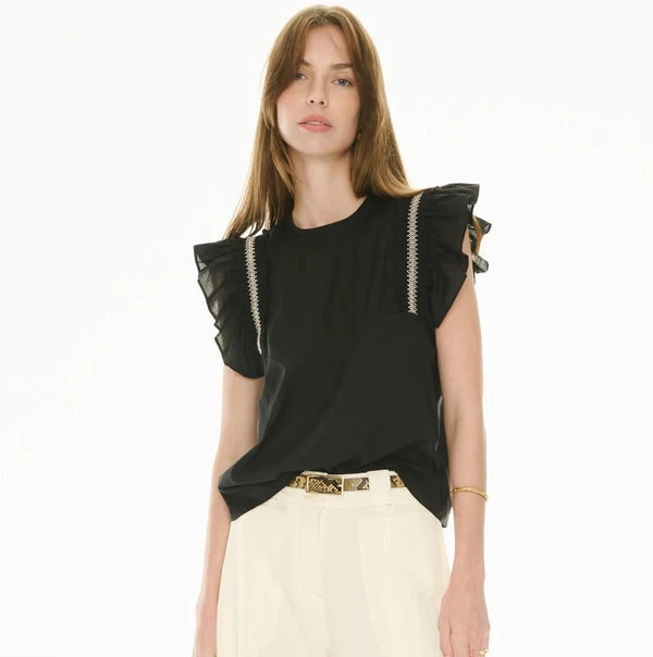 POL CLOTHING - Nova Frill Top - Black