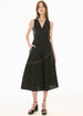 POL CLOTHING - Orlo Topstitch Wrap Dress - Black/Pebble