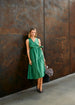 POL CLOTHING - Orlo Topstitch Wrap Dress - Green/Pebble