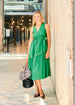 POL CLOTHING - Orlo Topstitch Wrap Dress - Green/Pebble