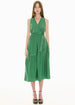POL CLOTHING - Orlo Topstitch Wrap Dress - Green/Pebble