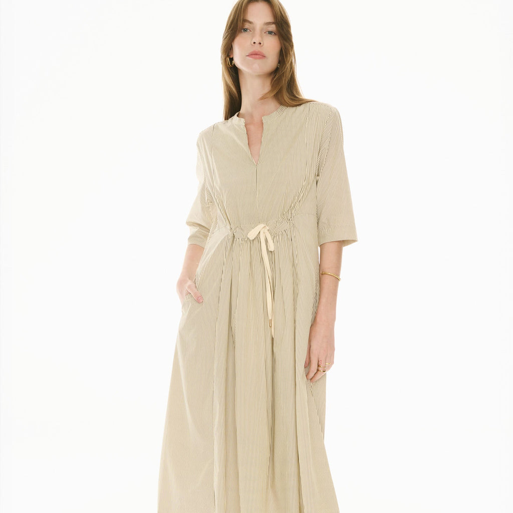 POL CLOTHING - Fable Shirt Dress - Ivory/ Ink