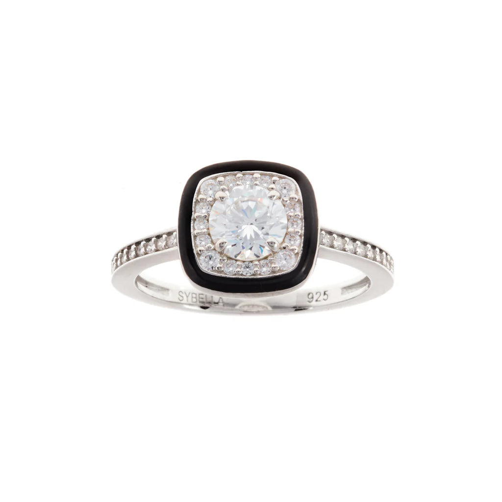 SYBELLA JEWELLERY - LILLIBET BLACK & CLEAR CZ SQUARE RING