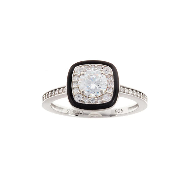 SYBELLA JEWELLERY - LILLIBET BLACK & CLEAR CZ SQUARE RING