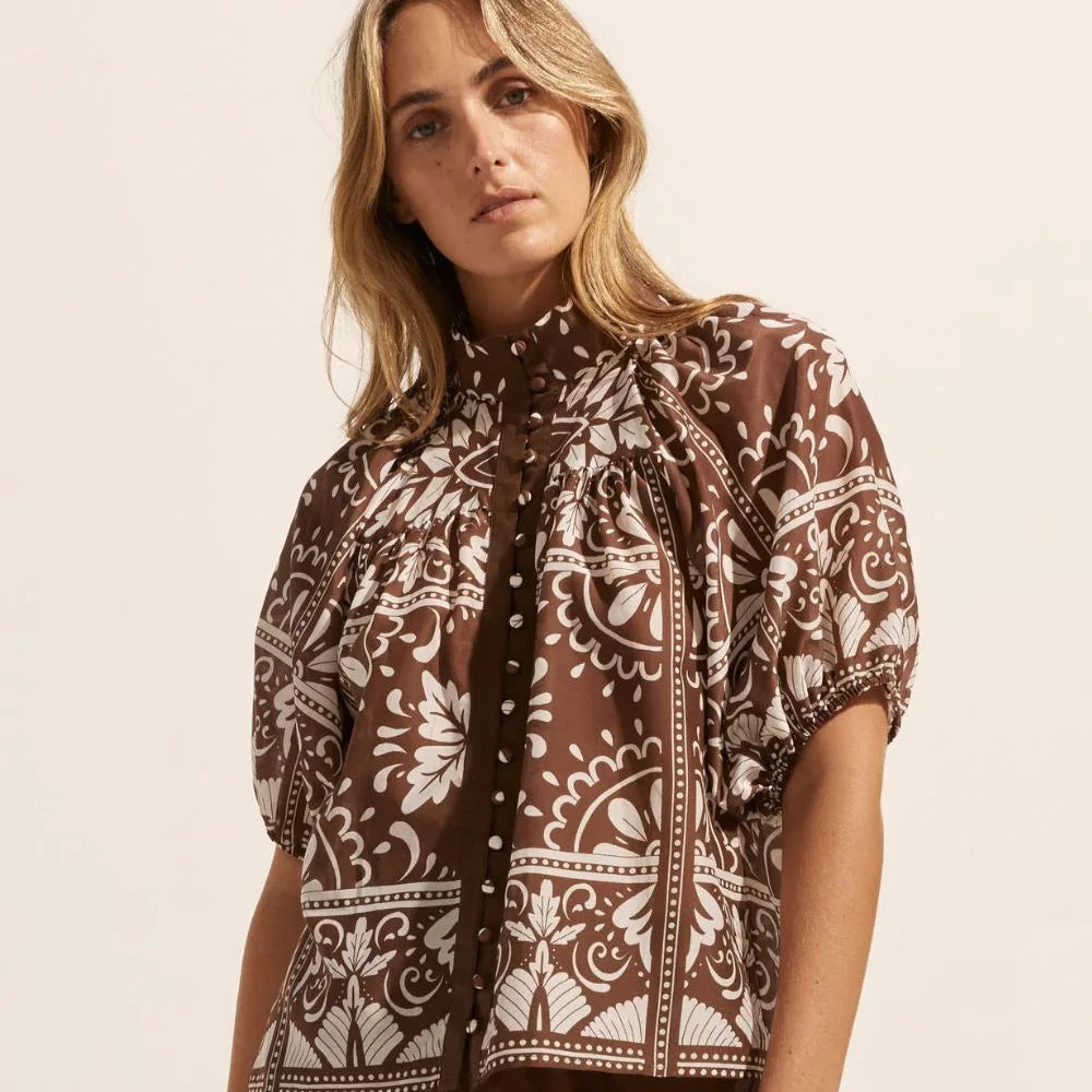 ZOE KRATZMANN - Roam Top - Choc Mosaic Size 0 & 1 Only