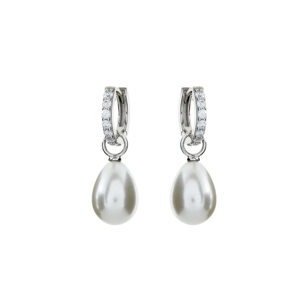 SYBELLA JEWELLERY - BINDI BAROQUE PEARL RHODIUM HOOP EARRINGS