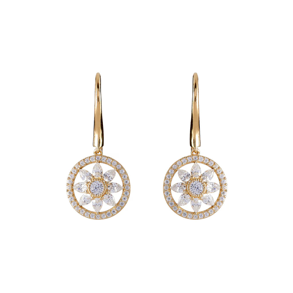 SYBELLA JEWELLERY - LUCIA GOLD PLATE FLOWER CZ EARRINGS