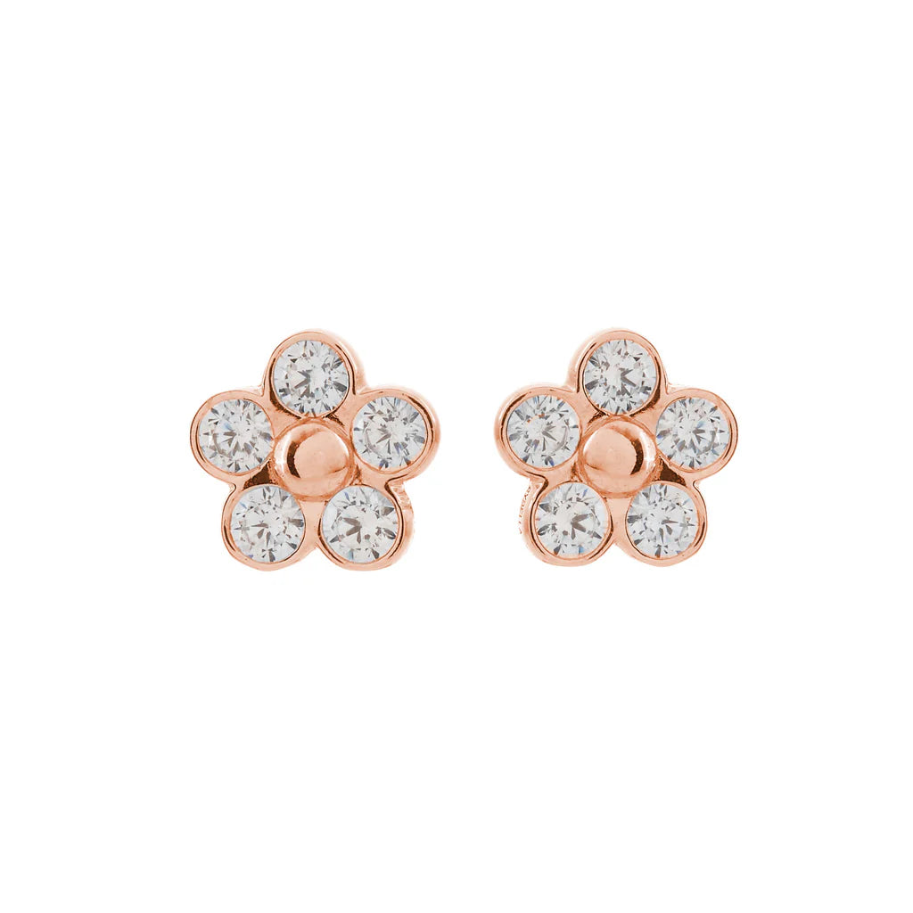 SYBELLA JEWELLERY - CAMELLIA ROSE GOLD FLOWER BEZEL CZ STUDS