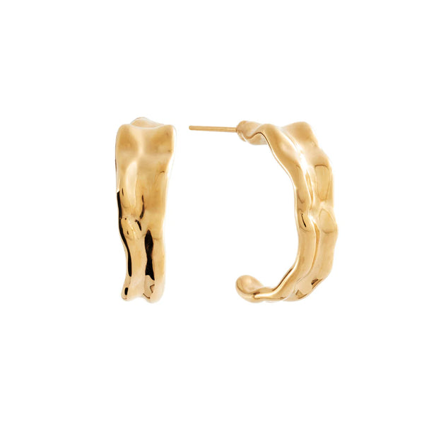 SYBELLA JEWELLERY - FAWN GOLD PLATE BEATEN OPEN HOOP EARRINGS