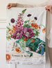 BESPOKE LETTERPRESS - Poppies & Foxgloves 100% Linen Tea Towel