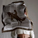 FAR MER by Whitney - "HOUNDSTOOTH HORSE" SILK BANDANA  65cm x65cm