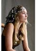 FAR MER by Whitney - "HOUNDSTOOTH HORSE" SILK BANDANA  65cm x65cm