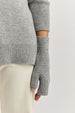 TOORALLIE - Fine Rib Open Merino Mitten - LIGHT ASH