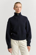 TOORALLIE - Grid Knit Zip Through Knit - FRENCH NAVY