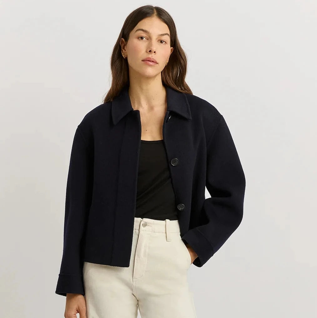 TOORALLIE - Button Front Wool Jacket - NAVY
