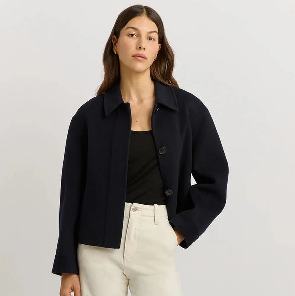 TOORALLIE - Button Front Wool Jacket - NAVY