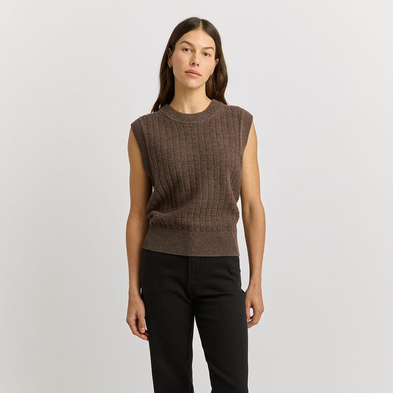TOORALLIE - Grid Knit Vest- MOCHA