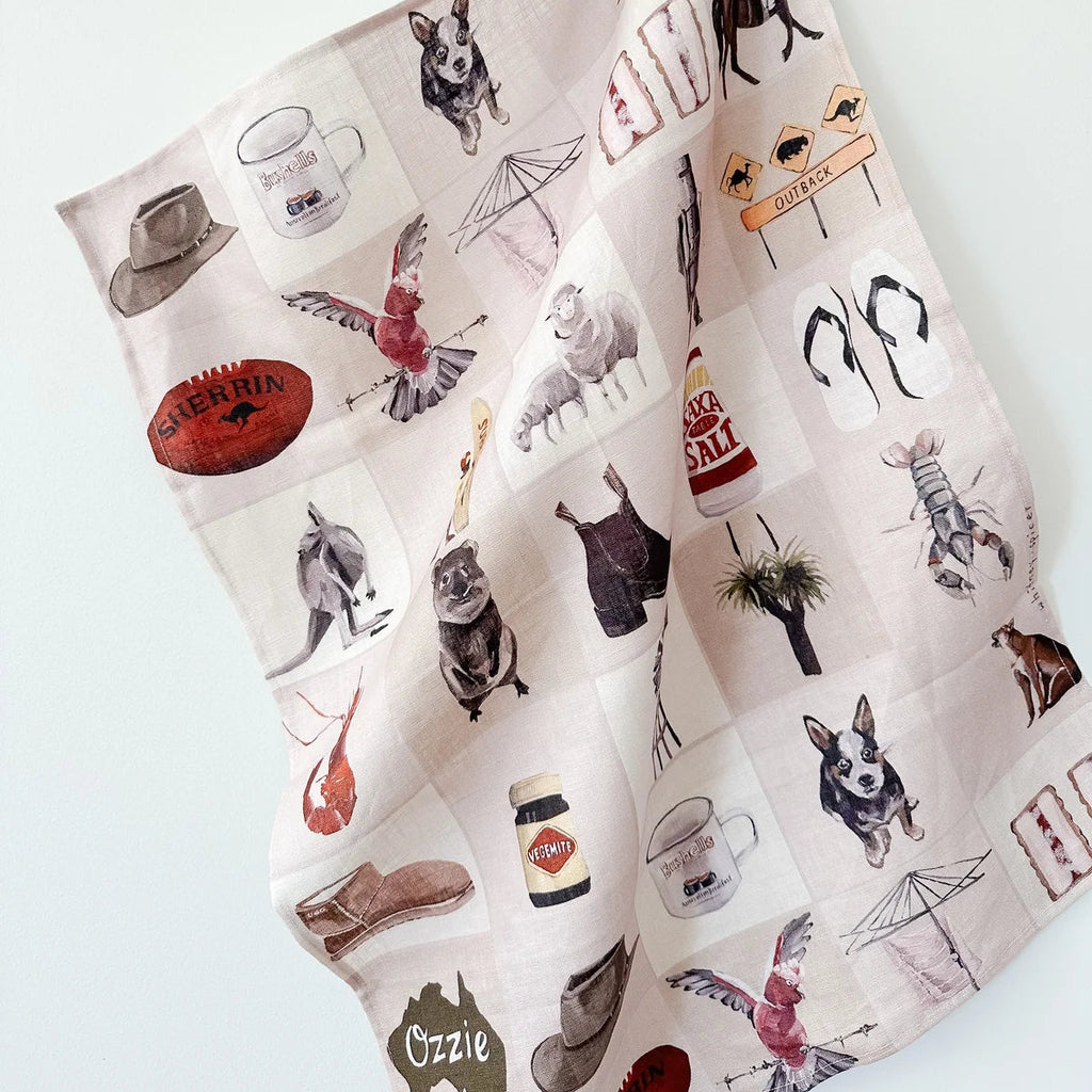 FAR MER by Whitney  - OZZIE 100% Linen Tea Towel