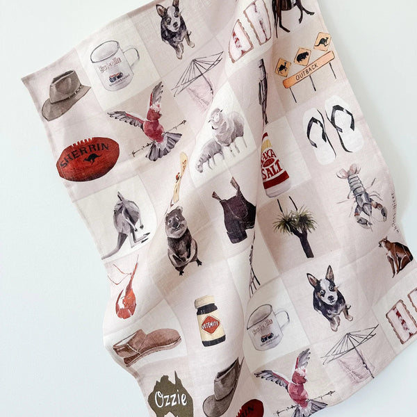 FAR MER by Whitney  - OZZIE 100% Linen Tea Towel
