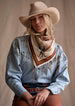 FAR MER by Whitney - "PAISLEY PALOMINO" SILK BANDANA  90cm x 90cm
