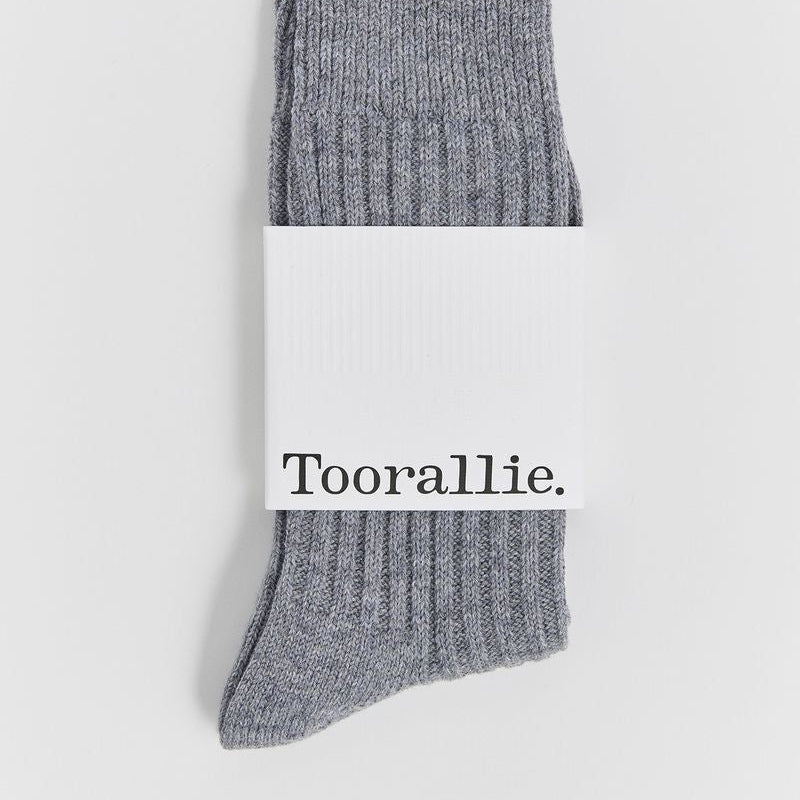 TOORALLIE - Merino Ribbed Socks - GREY MARLE