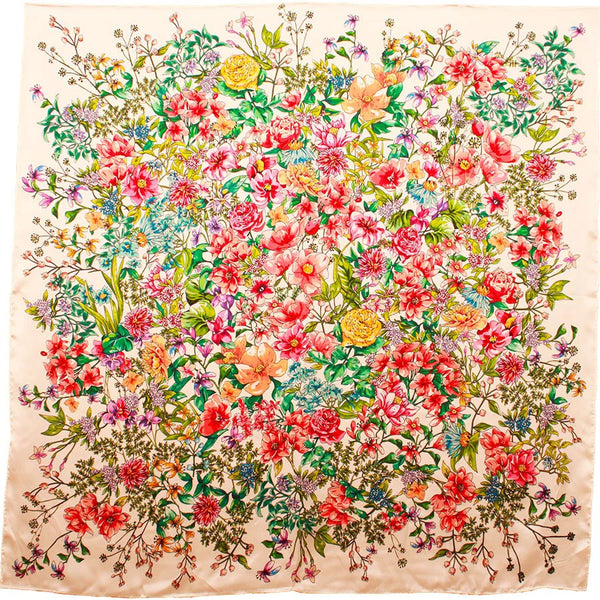 MAISON FANLI Silk Scarf 50×50 - Floral Bouquet