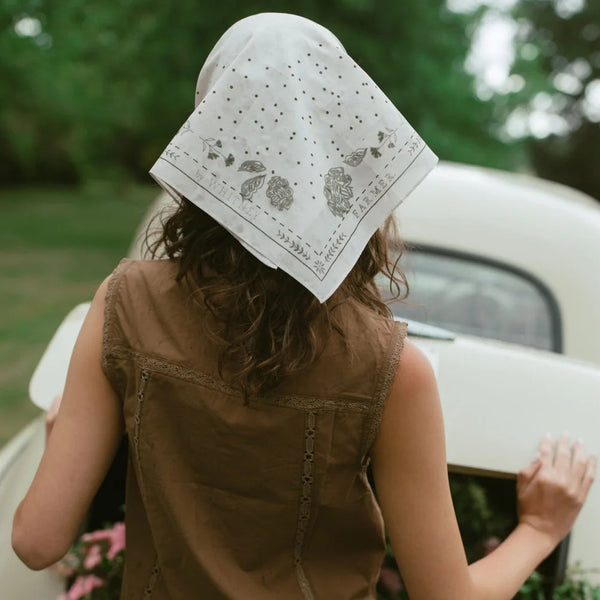 FAR MER by Whitney - "STAMPEDE" SILK BANDANA  65cm x65cm