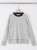 ALEGER No 8- 100% CASHMERE Contrast Collar Crew - POLAR GREY Small Only