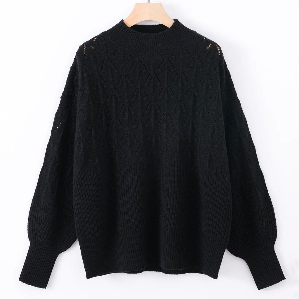 ALEGER No 57 Cashmere Blend Bobble Crop Sweater - BLACK