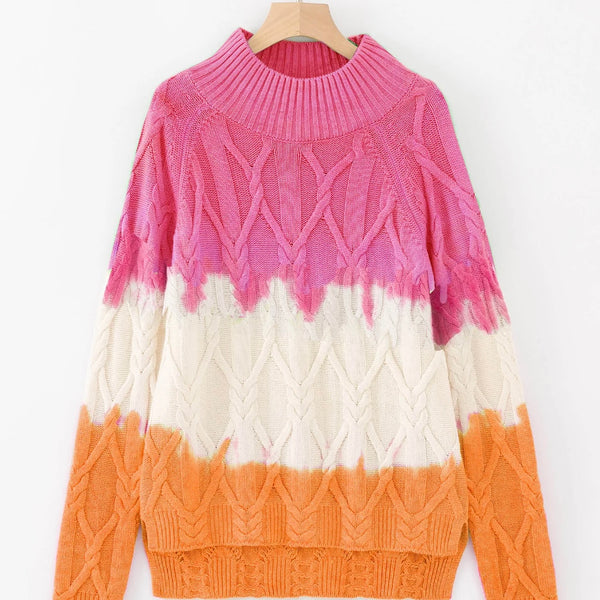 ALEGER No 68 Cashmere Blend Mid Length Cable Sweater - CANDY ORANGE