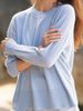 ALEGER Cashmere Blend Oversized Wide Sleeve Sweater - LIGHT BLUE small