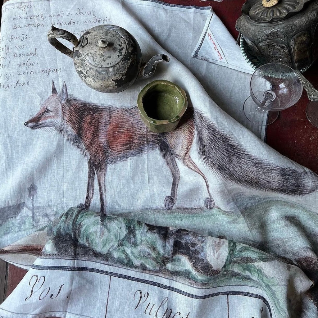 THE FOX - Linen Tea Towel BY BARBARA O'DONOVAN DESIGN